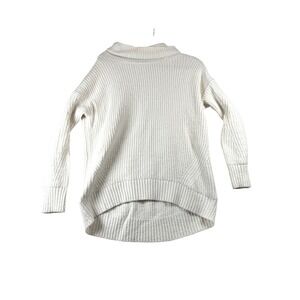 Old Navy Cream Knit Cowl Neck Tunic Sweater Women's Medium‎ Ribbed High Low